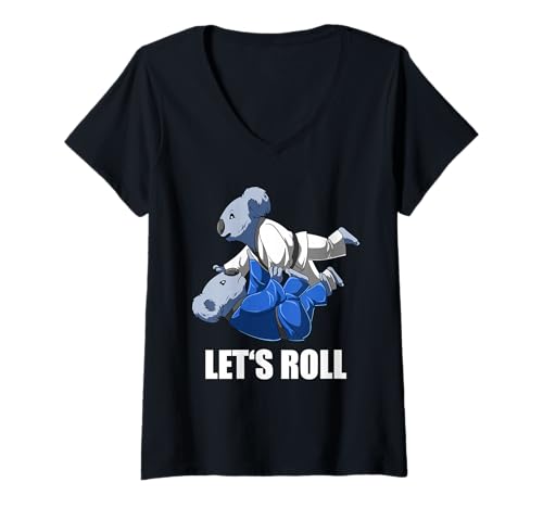 Damen Judo und Jiu Jitsu Koala T-Shirt mit V-Ausschnitt Damen Judo und Jiu Jitsu Koala T-Shirt mit V-Ausschnitt von Kinder Judo Koala T-Shirts
