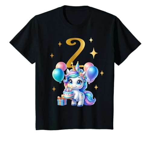 Geburtstag 2 Einhorn Zweiter Geburtstag Mädchen 2 Jahre alt T-Shirt Geburtstag 2 Einhorn Zweiter Geburtstag Mädchen 2 Jahre alt T-Shirt von Kinder Mädchen Geburtstag Einhorn Pferd Regenbogen
