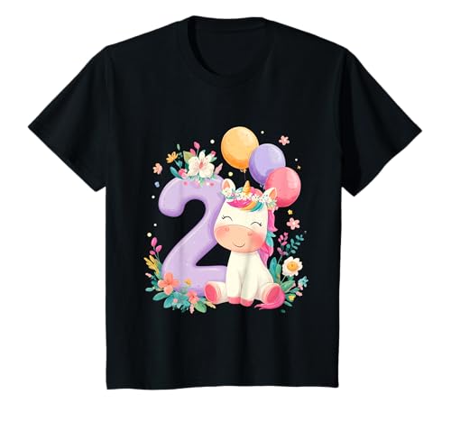 Kinder Geburtstag 2 Mädchen Einhorn Zwei Jahre alt T-Shirt Kinder Geburtstag 2 Mädchen Einhorn Zwei Jahre alt T-Shirt von Kinder Mädchen Geburtstag Einhorn Pferd Regenbogen