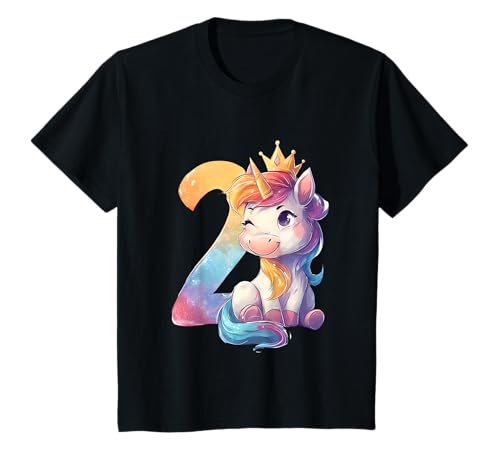 Kinder Geburtstag 2 Mädchen Einhorn Zwei Jahre alt T-Shirt Kinder Geburtstag 2 Mädchen Einhorn Zwei Jahre alt T-Shirt von Kinder Mädchen Geburtstag Einhorn Pferd Regenbogen