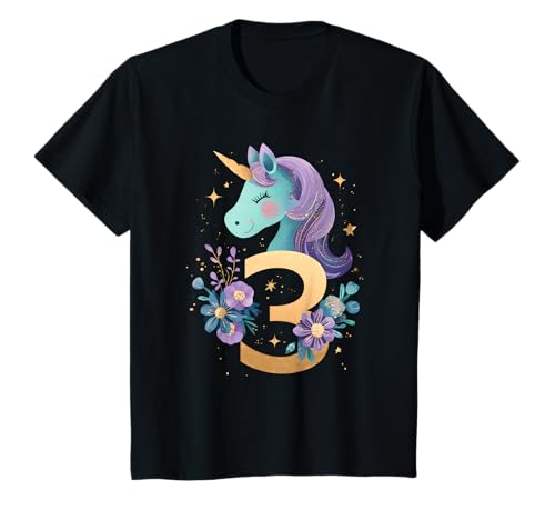 Kinder Geburtstag 3 Mädchen Einhorn DREI Jahre alt T-Shirt Kinder Geburtstag 3 Mädchen Einhorn DREI Jahre alt T-Shirt von Kinder Mädchen Geburtstag Einhorn Pferd Regenbogen