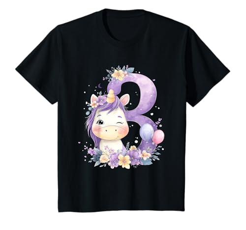 Kinder Geburtstag 3 Mädchen Einhorn DREI Jahre alt T-Shirt Kinder Geburtstag 3 Mädchen Einhorn DREI Jahre alt T-Shirt von Kinder Mädchen Geburtstag Einhorn Pferd Regenbogen