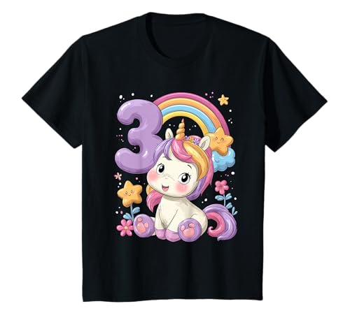 Kinder Geburtstag 3 Mädchen Einhorn DREI Jahre alt T-Shirt Kinder Geburtstag 3 Mädchen Einhorn DREI Jahre alt T-Shirt von Kinder Mädchen Geburtstag Einhorn Pferd Regenbogen