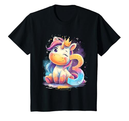 Kinder Geburtstag 3 Mädchen Einhorn DREI Jahre alt T-Shirt Kinder Geburtstag 3 Mädchen Einhorn DREI Jahre alt T-Shirt von Kinder Mädchen Geburtstag Einhorn Pferd Regenbogen