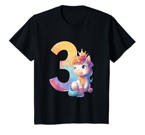 Kinder Geburtstag 3 Mädchen Einhorn DREI Jahre alt T-Shirt Kinder Geburtstag 3 Mädchen Einhorn DREI Jahre alt T-Shirt von Kinder Mädchen Geburtstag Einhorn Pferd Regenbogen