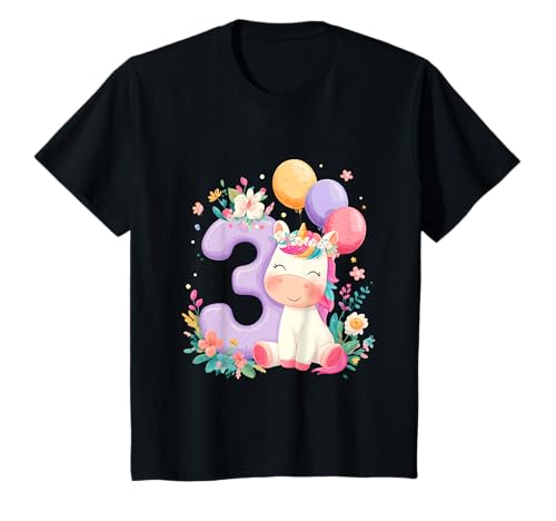 Kinder Geburtstag 3 Mädchen Einhorn DREI Jahre alt T-Shirt Kinder Geburtstag 3 Mädchen Einhorn DREI Jahre alt T-Shirt von Kinder Mädchen Geburtstag Einhorn Pferd Regenbogen