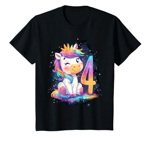 Kinder Geburtstag 4 Mädchen Einhorn Vier Jahre alt T-Shirt Kinder Geburtstag 4 Mädchen Einhorn Vier Jahre alt T-Shirt von Kinder Mädchen Geburtstag Einhorn Pferd Regenbogen