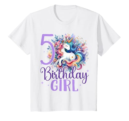 Kinder Geburtstag 5 Einhorn Fünfter Geburtstag Mädchen 5 Jahre alt T-Shirt Kinder Geburtstag 5 Einhorn Fünfter Geburtstag Mädchen 5 Jahre alt T-Shirt von Kinder Mädchen Geburtstag Einhorn Pferd Regenbogen