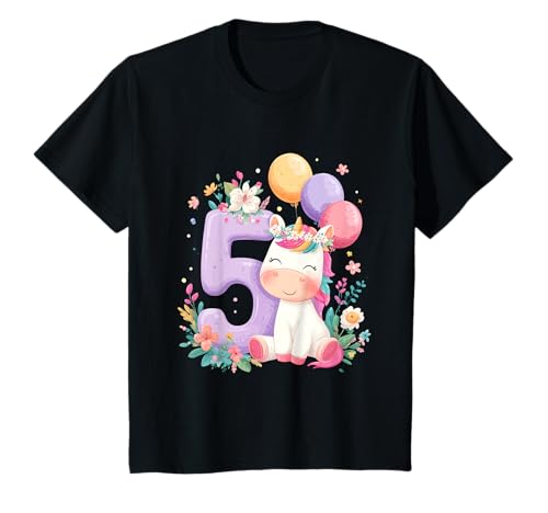 Kinder Geburtstag 5 Mädchen Einhorn Fünf Jahre alt T-Shirt Kinder Geburtstag 5 Mädchen Einhorn Fünf Jahre alt T-Shirt von Kinder Mädchen Geburtstag Einhorn Pferd Regenbogen