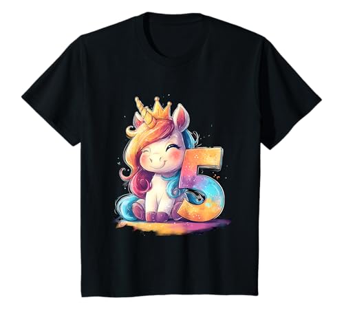 Kinder Geburtstag 5 Mädchen Einhorn Fünf Jahre alt T-Shirt Kinder Geburtstag 5 Mädchen Einhorn Fünf Jahre alt T-Shirt von Kinder Mädchen Geburtstag Einhorn Pferd Regenbogen