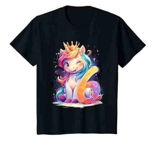 Kinder Geburtstag 6 Mädchen Einhorn Sechs Jahre alt T-Shirt Kinder Geburtstag 6 Mädchen Einhorn Sechs Jahre alt T-Shirt von Kinder Mädchen Geburtstag Einhorn Pferd Regenbogen