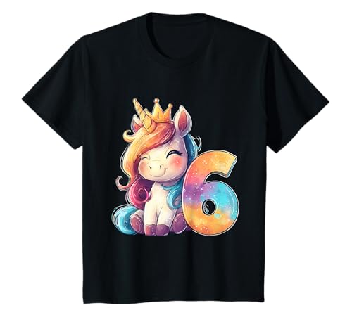Kinder Geburtstag 6 Mädchen Einhorn Sechs Jahre alt T-Shirt Kinder Geburtstag 6 Mädchen Einhorn Sechs Jahre alt T-Shirt von Kinder Mädchen Geburtstag Einhorn Pferd Regenbogen
