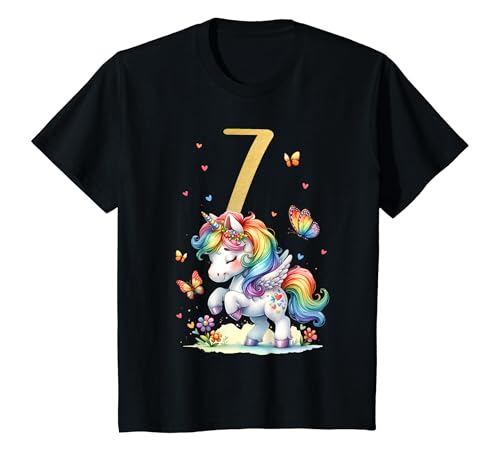 Kinder Geburtstag 7 Einhorn Siebter Geburtstag Mädchen 7 Jahre alt T-Shirt von Kinder Mädchen Geburtstag Einhorn Pferd Regenbogen