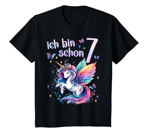 Kinder Geburtstag 7 Einhorn Siebter Geburtstag Mädchen 7 Jahre alt T-Shirt von Kinder Mädchen Geburtstag Einhorn Pferd Regenbogen