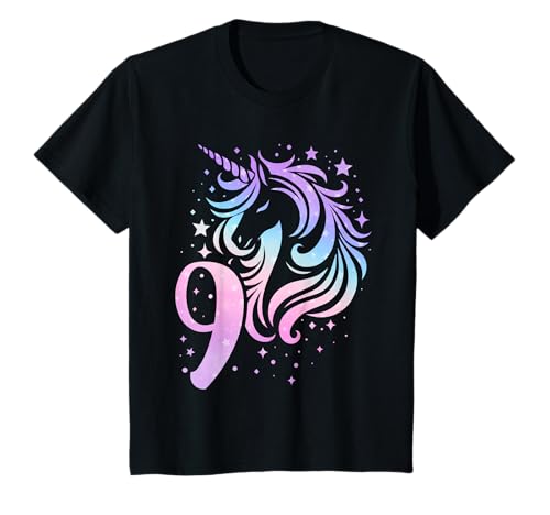 Ich bin Neun 9 Jahre Mädchen Einhorn 9ter Geburtstag T-Shirt Ich bin Neun 9 Jahre Mädchen Einhorn 9ter Geburtstag T-Shirt von Kinder Mädchen Geburtstag Einhorn Pferd Regenbogen