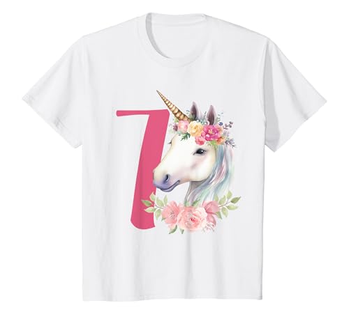 Kinder Ich bin Sieben 7 Jahre Mädchen 7ter Geburtstag Einhorn T-Shirt von Kinder Mädchen Geburtstag Einhorn Pferd Regenbogen