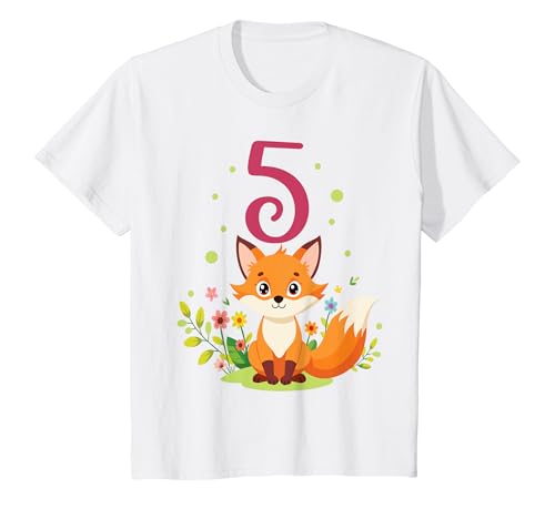 Kinder Geburtstag 5 Fuchs Fünfter Geburtstag Mädchen 5 Jahre alt T-Shirt von Kinder Mädchen Geburtstag Fuchs Waldtiere Party