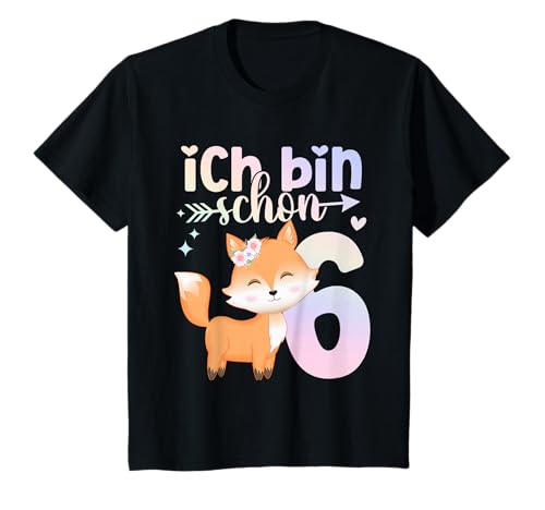 Kinder Geburtstag 6 Fuchs Sechster Geburtstag Mädchen 6 Jahre alt T-Shirt von Kinder Mädchen Geburtstag Fuchs Waldtiere Party