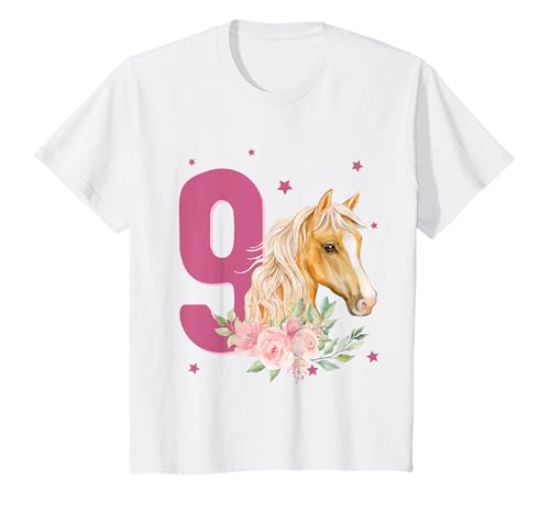Kinder Nine Ich bin Neun 9 Jahre Mädchen Pony 9ter Geburtstag Pferd T-Shirt Kinder Nine Ich bin Neun 9 Jahre Mädchen Pony 9ter Geburtstag Pferd T-Shirt von Kids Birthday Horse Girl Heart Pony by mintas