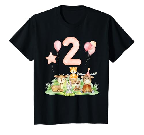 Geburtstag 2 Reh Waldtiere Zweiter Geburtstag Mädchen 2 T-Shirt Geburtstag 2 Reh Waldtiere Zweiter Geburtstag Mädchen 2 T-Shirt von Kinder Mädchen Reh Waldtiere Geburtstag Outfit