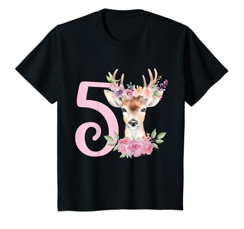 Geburtstag 5 Reh Fünfter Geburtstag Mädchen 5 Jahre alt T-Shirt Geburtstag 5 Reh Fünfter Geburtstag Mädchen 5 Jahre alt T-Shirt von Kinder Mädchen Reh Waldtiere Geburtstag Outfit