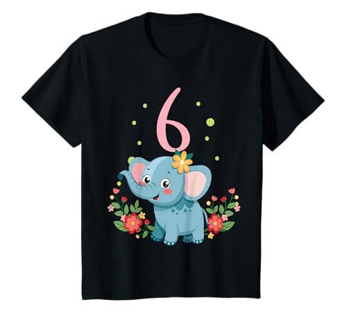 Geburtstag 6 Mädchen Elefant Zoo Party 6 Jahre alt T-Shirt Geburtstag 6 Mädchen Elefant Zoo Party 6 Jahre alt T-Shirt von Kinder Zoo Geburtstage Elefant Afrika Party Outfit