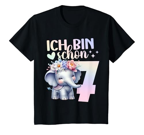 Kinder Geburtstag 7 Mädchen Elefant Zoo Party 7 Jahre alt T-Shirt Kinder Geburtstag 7 Mädchen Elefant Zoo Party 7 Jahre alt T-Shirt von Kinder Zoo Geburtstage Elefant Afrika Party Outfit