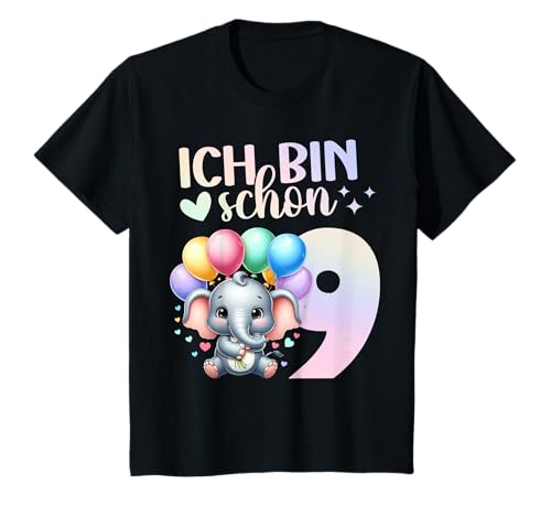 Geburtstag 9 Mädchen Elefant Zoo Neun 9 Jahre T-Shirt Geburtstag 9 Mädchen Elefant Zoo Neun 9 Jahre T-Shirt von Kinder Zoo Geburtstage Elefant Afrika Party Outfit