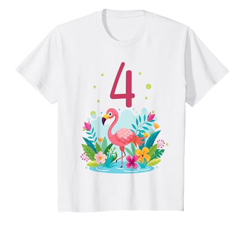 Geburtstag 4 Mädchen Flamingo Zoo Vier 4 Jahre T-Shirt Geburtstag 4 Mädchen Flamingo Zoo Vier 4 Jahre T-Shirt von Kinder Zoo Geburtstage Flamingo Party Outfit