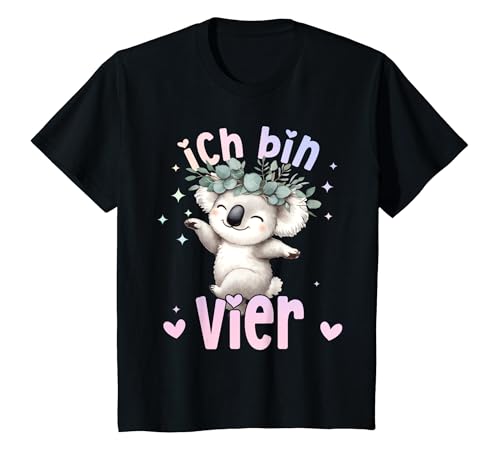 Kinder Geburtstag 4 Mädchen Koala Zoo Vier 4 Jahre T-Shirt von Kinder Zoo Geburtstage Koala Party Outfit