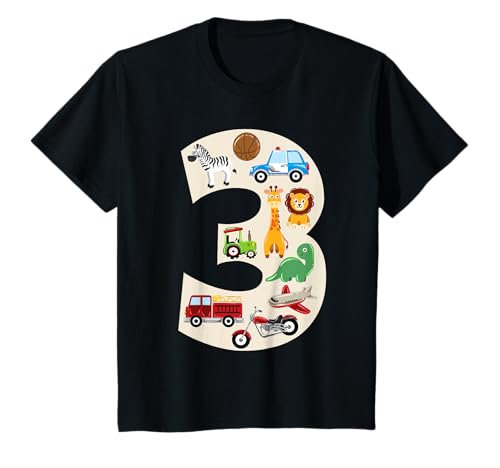Kinder Fahrzeuge Tiere und Ball 3. Geburtstag Junge T-Shirt Kinder Fahrzeuge Tiere und Ball 3. Geburtstag Junge T-Shirt von Kinder lieben Designs