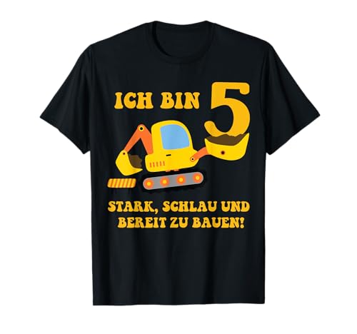 Kinderbagger für 5 Geburtstag Jungen 5 Jahre Baustelle T-Shirt Kinderbagger für 5 Geburtstag Jungen 5 Jahre Baustelle T-Shirt von Kinderbagger Geburtstag Jungen Baustelle