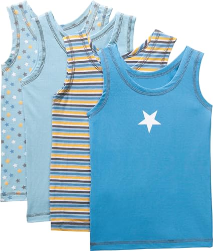 Erwin Müller Jungen-Unterhemd 4er-Pack blau/gelb Größe 110/116 von Kinderbutt