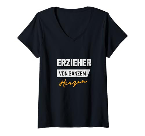 Damen Erzieher von ganzem Herzen Kinder Gärtner Erziehung Kind T-Shirt mit V-Ausschnitt Damen Erzieher von ganzem Herzen Kinder Gärtner Erziehung Kind T-Shirt mit V-Ausschnitt von Kindergärtner Geschenke zum Geburtstag