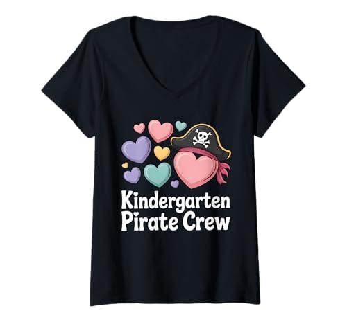 Damen Kindergärtnerpiraten -Crewlehrer T-Shirt mit V-Ausschnitt Damen Kindergärtnerpiraten -Crewlehrer T-Shirt mit V-Ausschnitt von Kindergärtner Klassenzimmerparty