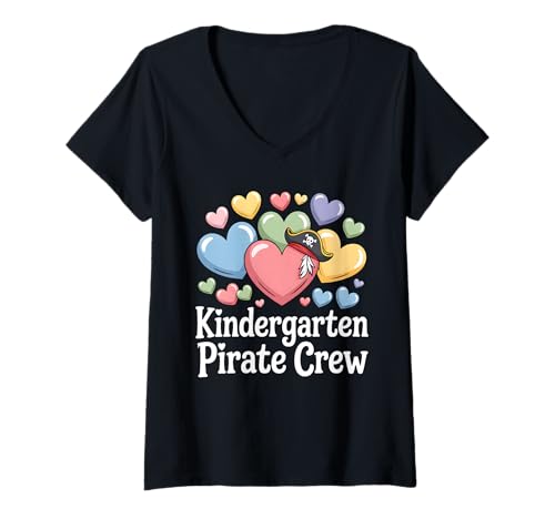 Damen Kindergärtnerpiraten -Crewlehrer T-Shirt mit V-Ausschnitt Damen Kindergärtnerpiraten -Crewlehrer T-Shirt mit V-Ausschnitt von Kindergärtner Klassenzimmerparty