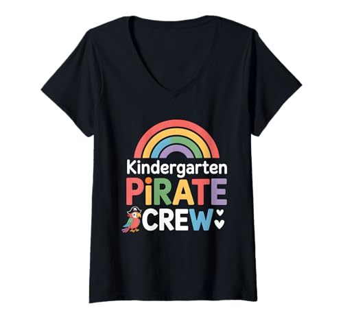 Damen Kindergärtnerpiraten -Crewlehrer T-Shirt mit V-Ausschnitt Damen Kindergärtnerpiraten -Crewlehrer T-Shirt mit V-Ausschnitt von Kindergärtner Klassenzimmerparty