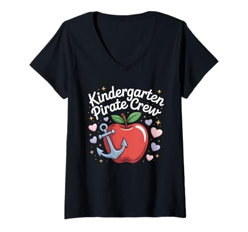 Damen Kindergärtnerpiraten -Crewlehrer T-Shirt mit V-Ausschnitt Damen Kindergärtnerpiraten -Crewlehrer T-Shirt mit V-Ausschnitt von Kindergärtner Klassenzimmerparty