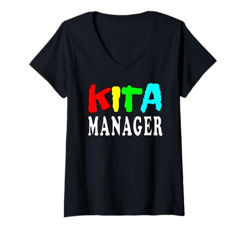 Damen Kita Manager Kindergarten Lustig T-Shirt mit V-Ausschnitt Damen Kita Manager Kindergarten Lustig T-Shirt mit V-Ausschnitt von Kindergarten Abschluss KITA Lustig Geschenk