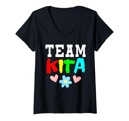 Damen Team Kita Kindergarten Lustig T-Shirt mit V-Ausschnitt Damen Team Kita Kindergarten Lustig T-Shirt mit V-Ausschnitt von Kindergarten Abschluss KITA Lustig Geschenk