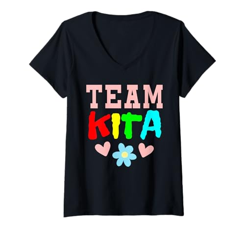 Damen Team Kita Kindergarten Lustig T-Shirt mit V-Ausschnitt Damen Team Kita Kindergarten Lustig T-Shirt mit V-Ausschnitt von Kindergarten Abschluss KITA Lustig Geschenk