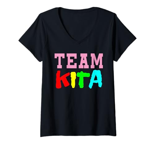 Damen Team Kita Kindergarten Lustig T-Shirt mit V-Ausschnitt Damen Team Kita Kindergarten Lustig T-Shirt mit V-Ausschnitt von Kindergarten Abschluss KITA Lustig Geschenk