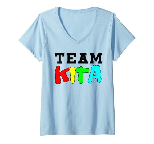 Damen Team Kita Kindergarten Lustig T-Shirt mit V-Ausschnitt Damen Team Kita Kindergarten Lustig T-Shirt mit V-Ausschnitt von Kindergarten Abschluss KITA Lustig Geschenk