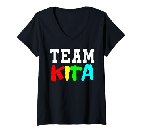 Damen Team Kita Kindergarten Lustig T-Shirt mit V-Ausschnitt Damen Team Kita Kindergarten Lustig T-Shirt mit V-Ausschnitt von Kindergarten Abschluss KITA Lustig Geschenk