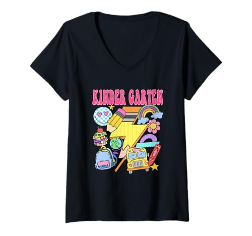 Damen Kindergarten Spaß Abenteuer Lernen Icons T-Shirt mit V-Ausschnitt Damen Kindergarten Spaß Abenteuer Lernen Icons T-Shirt mit V-Ausschnitt von Kindergarten Adventure Journey Child