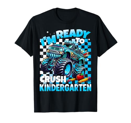 Ich Bin bereit, Monster Truck für Jungen im Kindergarten zu vernichten T-Shirt von Kindergarten Back to School Boy Tees