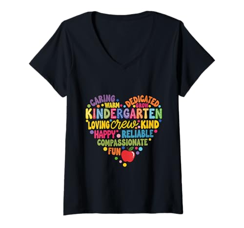 Damen Die Kinder der Kindergarten-Crew sind am ersten Schultag Wieder da T-Shirt mit V-Ausschnitt Damen Die Kinder der Kindergarten-Crew sind am ersten Schultag Wieder da T-Shirt mit V-Ausschnitt von Kindergarten Crew Teach with Heart