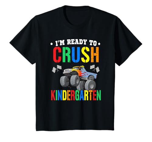 Kinder Ich Bin bereit, den Kindergarten Back to School Monster Truck zu vernichten T-Shirt von Kindergarten First Day Back to School Fits