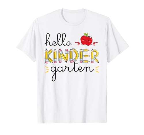 Hallo Kindergarten Zurück zur Schule Süße Kinder am ersten Schultag T-Shirt Hallo Kindergarten Zurück zur Schule Süße Kinder am ersten Schultag T-Shirt von Kindergarten First Day Of School