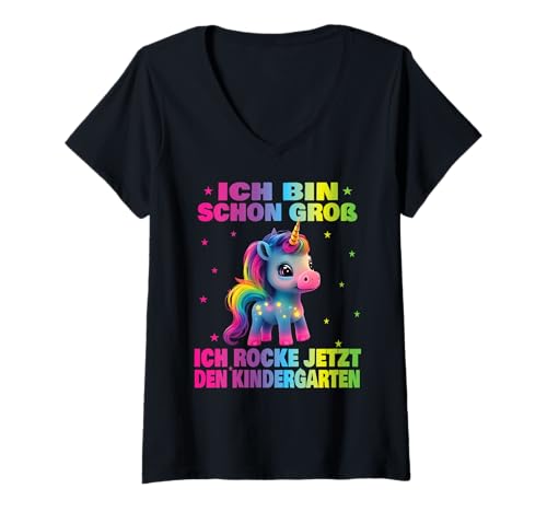 Damen Kindergarten Kita Start Anfang Kindergartenkind 2025 Einhorn T-Shirt mit V-Ausschnitt Damen Kindergarten Kita Start Anfang Kindergartenkind 2025 Einhorn T-Shirt mit V-Ausschnitt von Kindergarten Geschenk Mädchen Unicorn Einhorn